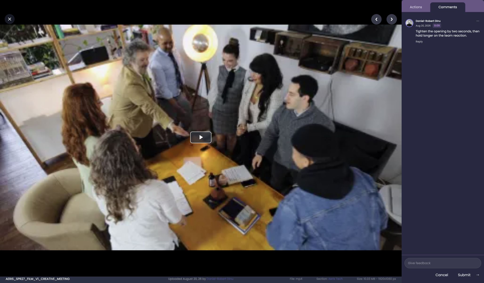 Previzualizare de fișier și discuție în contextul unui proiect Nivlo.